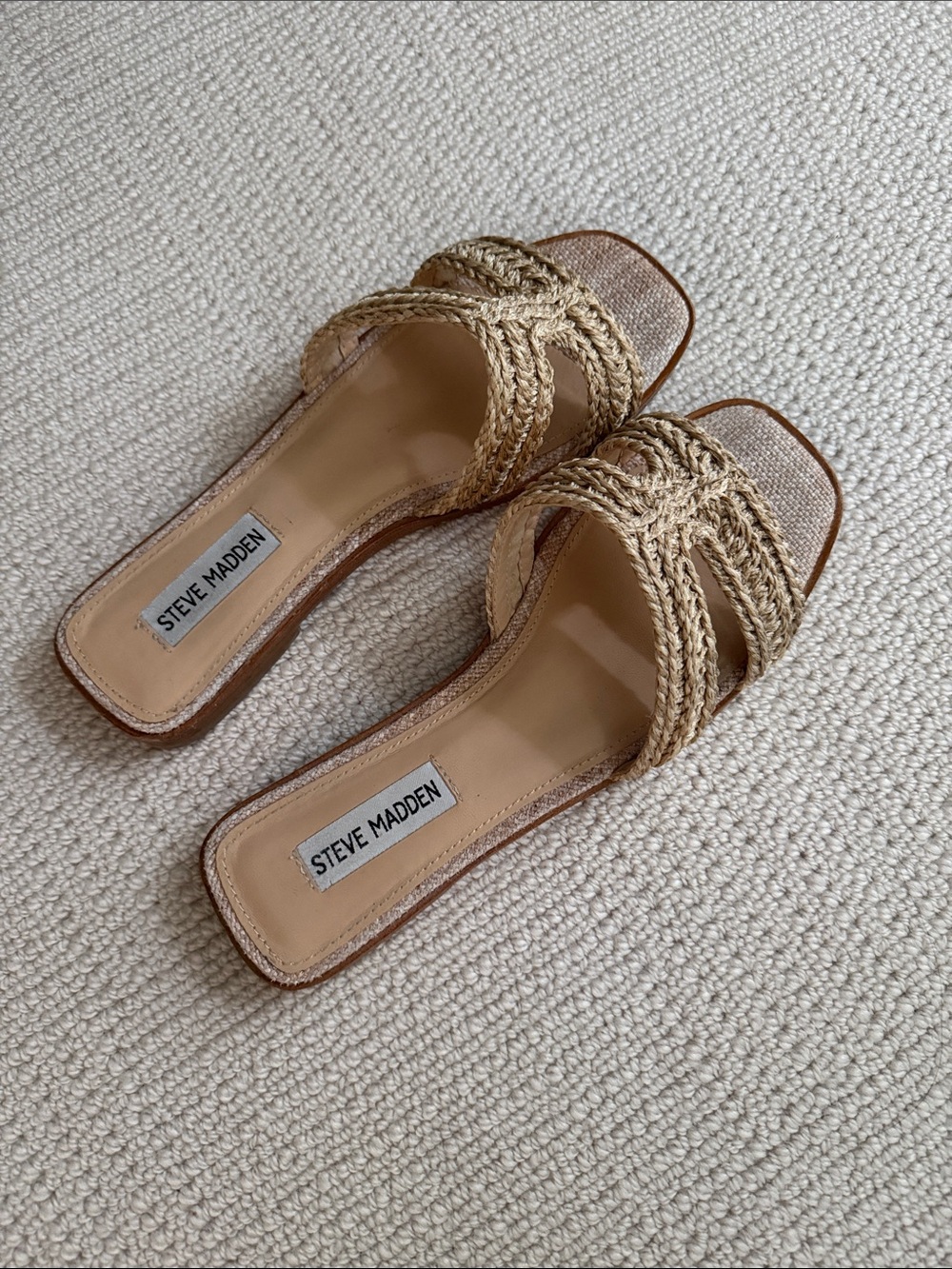 Steve Madden Braided Slide Mules in Natural Tan Size 8